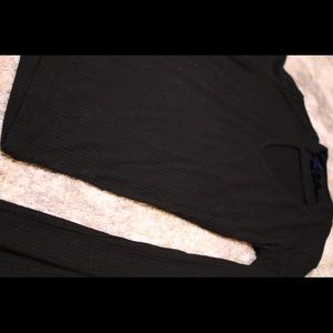 Black Ribbed Long Sleeve Shirt